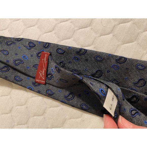 Tino Cosma ☀️ Men Paisley Silk Tie Gray - Picture 3 of 4
